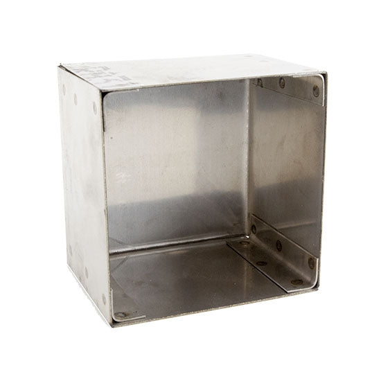 Heavy Duty Stainless Steel Firing Box withoutlid .Because of the heavy 20 gauge stainless steel this box is made of, this may be the last firing vessel you will ever purchase. Measuring 4" square x 3" tall. The lid measures just under 4" square which fits inside the box to rest on top of the firing media or turn 45 degrees to rest on top of the box to allow for venting.