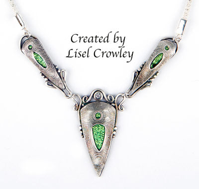 Silver necklace by Lisel Crowley using mega texture tile super finline ilusion