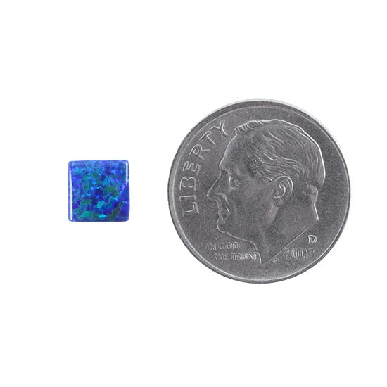 Lab Gemstone - Opal Blue/Green - Square 6mm Pkg/2 with dime