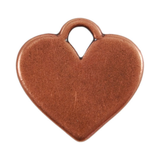 Antique Copper Plate Shape - Heart Pendant - 20mm x 16mm