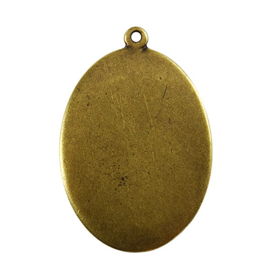 Antique Brass Plate Blank - Oval Pendant - 22mm x 30mm Pkg/4