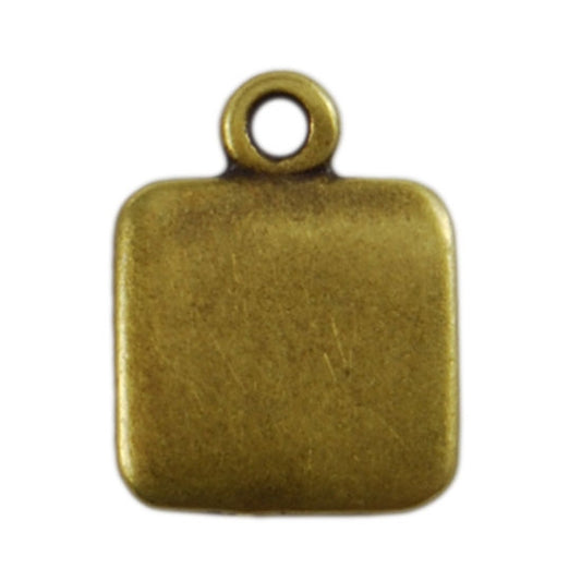 Antique Brass Plate Blank - Square Pendant - 9mm Pkg/4