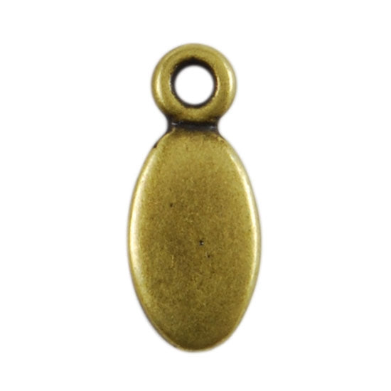 Antique Brass Plate Blank - Oval Pendant - 5mm x 8.5mm Pkg/4