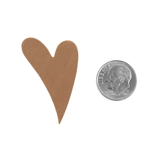 Copper Shape - Funky Heart - 1-1/2" x 1" with dime