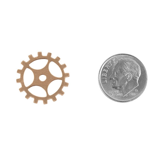 Copper Shape - Gear with Spokes - 3/4" with dime