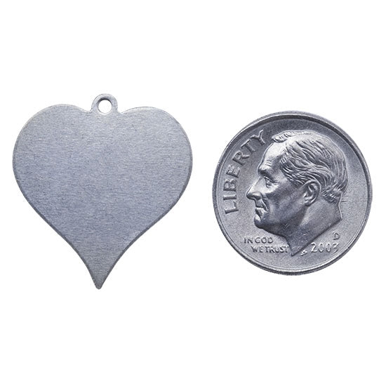 Nickel Shape - Heart Pendant - 7/8" Pkg/6