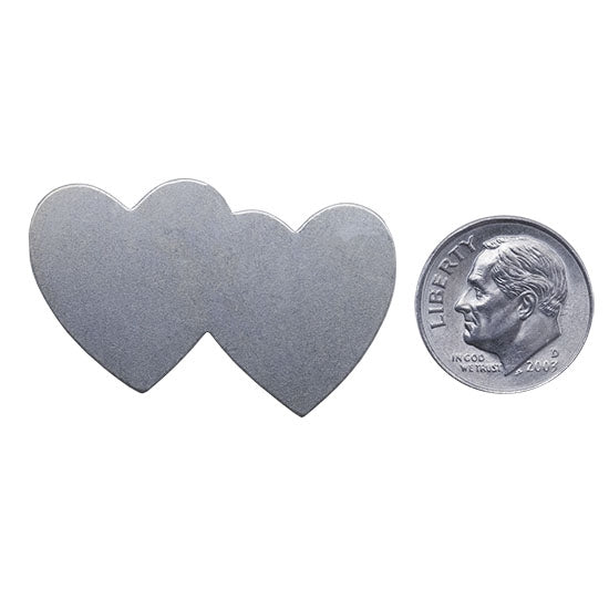 Nickel Shape - Double Heart - 1-7/16" Pkg/4