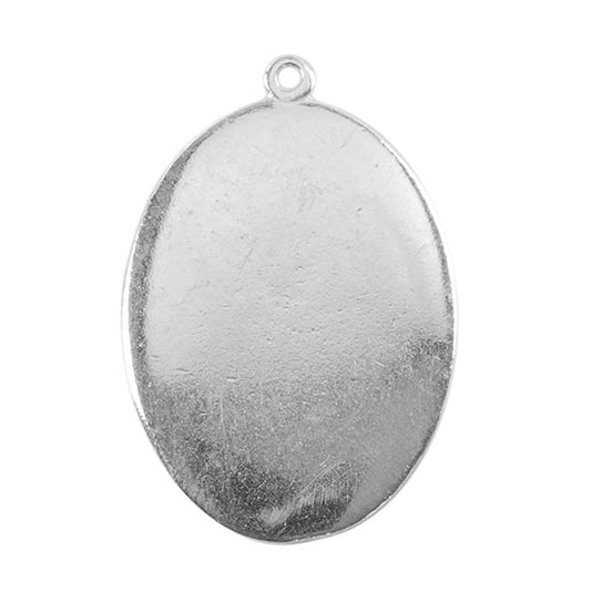 Silver Plate Shape - Oval Pendant - 22mm x 30mm Pkg/4