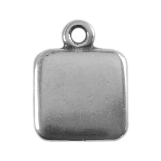 Antique Silver Plate Shape - Square Pendant - 9mm Pkg/4