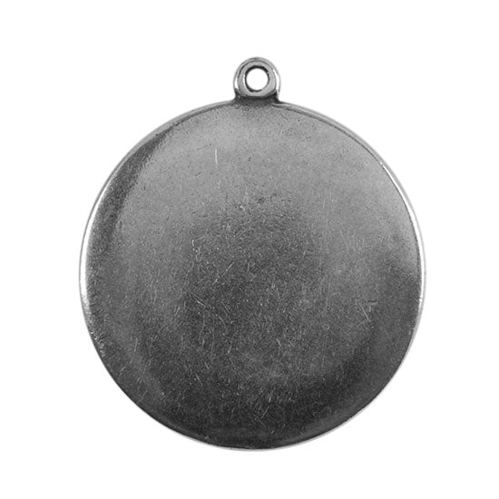 Antique Silver Plate Shape - Round Pendant - 25mm Pkg/2