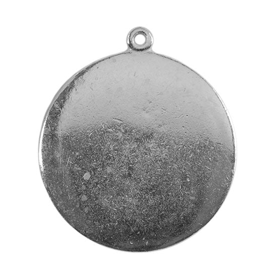 Silver Plate Shape - Round Pendant - 25mm Pkg/2