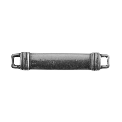 Antique Silver Plate Shape - Banded Rectangle Connector - 34mm x 7mm Pkg/2 - Cool Tools