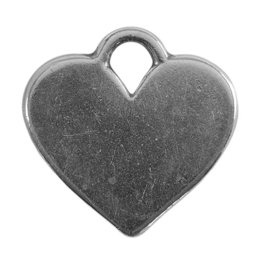 Antique Silver Plate Shape - Heart Pendant - 20mm x 16mm Pkg/2