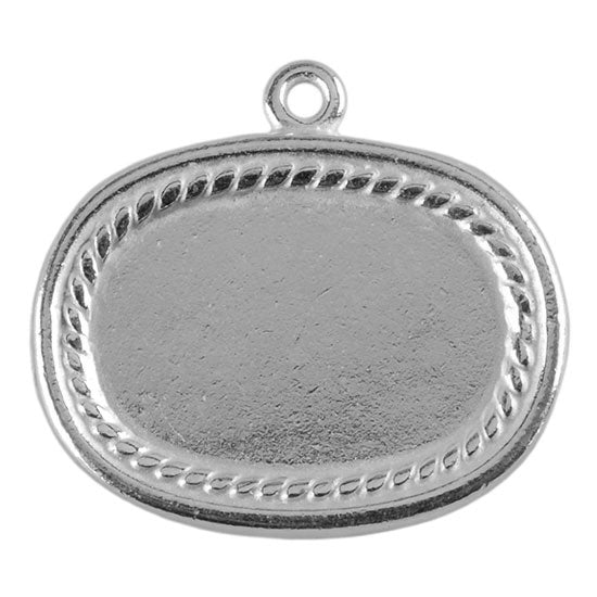 Silver Plate Shape - Framed Oval Pendant - 20mm x 26mm Pkg/2