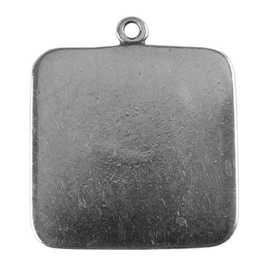 Antique Silver Plate Shape - Square Pendant - 25mm Pkg/2