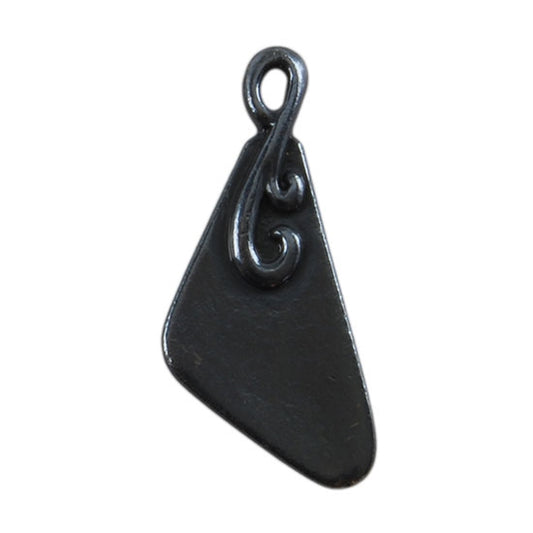 Gunmetal Plate Shape - Flourished Triangle Pendant - 10mm x 18mm Pkg/4