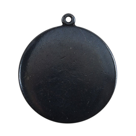 Gunmetal Plate Shape - Round Pendant - 25mm Pkg/2