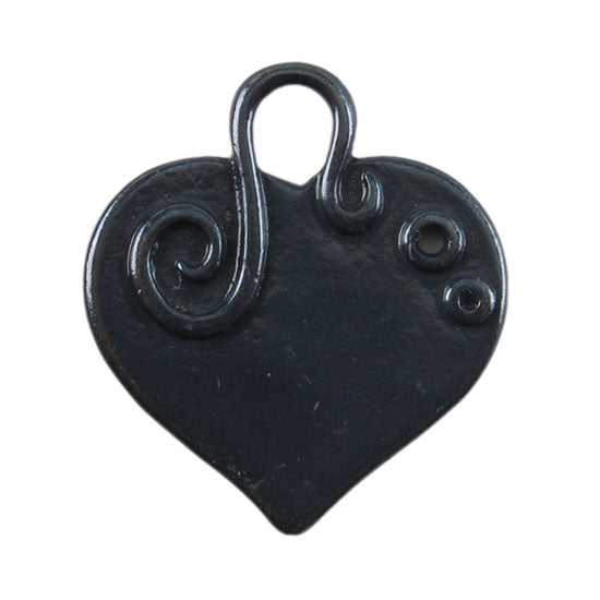 Gunmetal Plate Shape - Embellished Heart Pendant - 24mm x 22mm Pkg/2