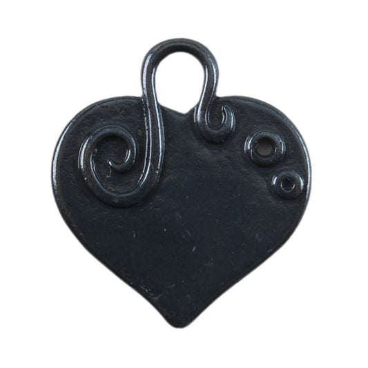 Gunmetal Plate Shape - Embellished Heart Pendant - 24mm x 22mm Pkg/2