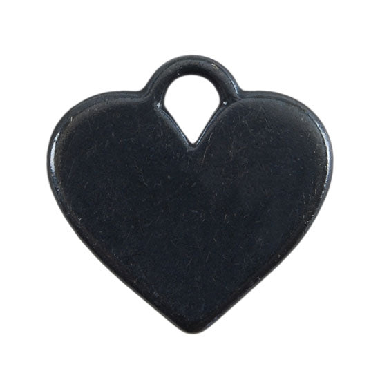 Gunmetal Plate Shape - Heart Pendant - 20mm x 16mm Pkg/2