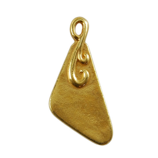 Gold Plate Shape - Flourished Triangle Pendant - 10mm x 18mm Pkg/4