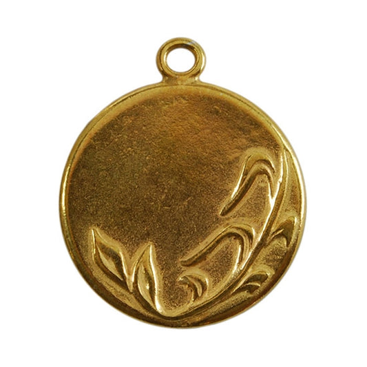 Gold Plate Shape - Spring Round Pendant - 25mm Pkg/2