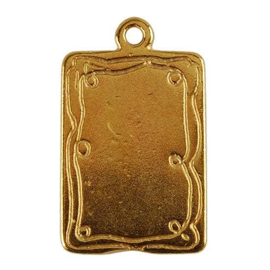 Gold Plate Shape - Doodle Frame Rectangle Pendant - 15mm x 21mm Pkg/2