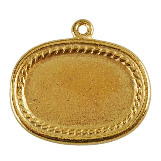 Gold Plate Shape - Framed Oval Pendant - 20mm x 26mm Pkg/2