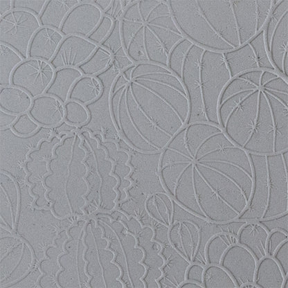 sample in clay of Mega Texture Tile - Don't Get Poked Fineline. Use to impress texture in soft clays. Mega Texture Tiles are perfect for projects both large and small. Mega Tiles measure 9-1/4" x 6" and are about 7 times larger than Texture Tiles. These textures are flexible, washable and can be used with any soft clay.