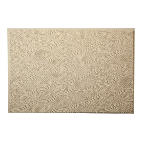 Mega Texture Tile - Be Scaled Embossed. Use to impress texture in soft clays. Mega Texture Tiles are perfect for projects both large and small. Mega Tiles measure 9-1/4" x 6" and are about 7 times larger than Texture Tiles. These textures are flexible, washable and can be used with any soft clay.