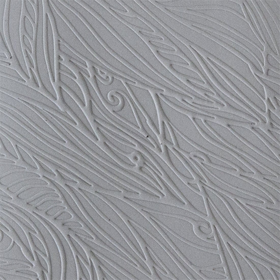 sample in clay Mega Texture Tile - Blowing in the Wind Fineline. Use to impress texture in soft clays. Mega Texture Tiles are perfect for projects both large and small. Mega Tiles measure 9-1/4" x 6" and are about 7 times larger than Texture Tiles. These textures are flexible, washable and can be used with any soft clay.