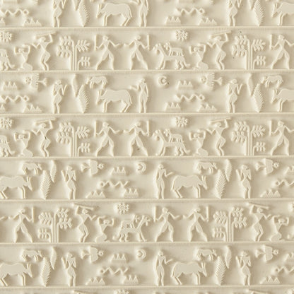 Mega Texture Tile - Ancient Hunt Use to impress texture in soft clays. Mega Texture Tiles are perfect for projects both large and small. Mega Tiles measure 9-1/4" x 6" and are about 7 times larger than Texture Tiles. These textures are flexible, washable and can be used with any soft clay
