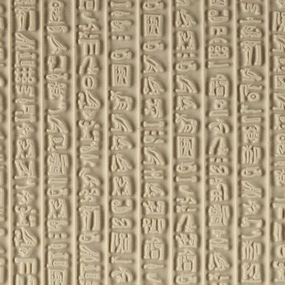 Mega Texture Tile - Hieroglyphics. Use to impress texture in soft clays. Mega Texture Tiles are perfect for projects both large and small. Mega Tiles measure 9-1/4" x 6" and are about 7 times larger than Texture Tiles. These textures are flexible, washable and can be used with any soft clay.