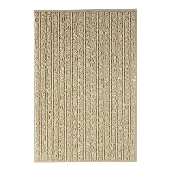 Mega Texture Tile - Hieroglyphics. Use to impress texture in soft clays. Mega Texture Tiles are perfect for projects both large and small. Mega Tiles measure 9-1/4" x 6" and are about 7 times larger than Texture Tiles. These textures are flexible, washable and can be used with any soft clay.