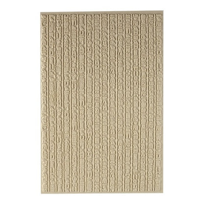 Mega Texture Tile - Hieroglyphics. Use to impress texture in soft clays. Mega Texture Tiles are perfect for projects both large and small. Mega Tiles measure 9-1/4" x 6" and are about 7 times larger than Texture Tiles. These textures are flexible, washable and can be used with any soft clay.