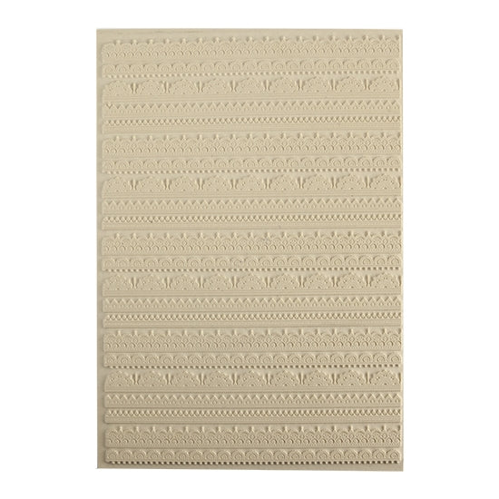 Mega Texture Tile - Mehndi Borders. Use to impress texture in soft clays. Mega Texture Tiles are perfect for projects both large and small. Mega Tiles measure 9-1/4" x 6" and are about 7 times larger than Texture Tiles. These textures are flexible, washable and can be used with any soft clay.