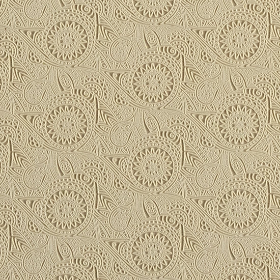 Mega Texture Tile - Floral Medallions. Use to impress texture in soft clays. Mega Texture Tiles are perfect for projects both large and small. Mega Tiles measure 9-1/4" x 6" and are about 7 times larger than Texture Tiles. These textures are flexible, washable and can be used with any soft clay.