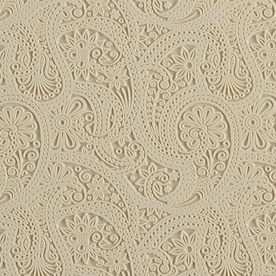 Mega Texture Tile - Eastern Paisley. Use to impress texture in soft clays. Mega Texture Tiles are perfect for projects both large and small. Mega Tiles measure 9-1/4" x 6" and are about 7 times larger than Texture Tiles. These textures are flexible, washable and can be used with any soft clay.