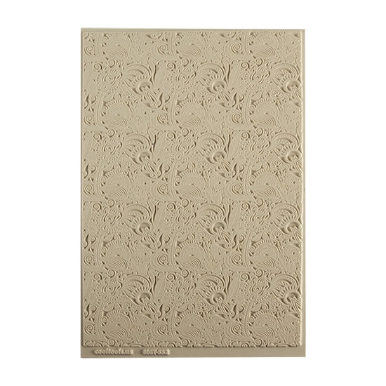 Mega Texture Tile - Flower Doodle. Use to impress texture in soft clays. Mega Texture Tiles are perfect for projects both large and small. Mega Tiles measure 9-1/4" x 6" and are about 7 times larger than Texture Tiles. These textures are flexible, washable and can be used with any soft clay.