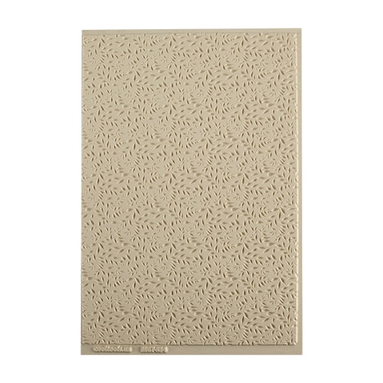 Mega Texture Tile - Simple Leaves Embossed. Use to impress texture in soft clays. Mega Texture Tiles are perfect for projects both large and small. Mega Tiles measure 9-1/4" x 6" and are about 7 times larger than Texture Tiles. These textures are flexible, washable and can be used with any soft clay.