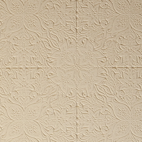 Mega Texture Tile - Woodcut Floral. Use to impress texture in soft clays. Mega Texture Tiles are perfect for projects both large and small. Mega Tiles measure 9-1/4" x 6" and are about 7 times larger than Texture Tiles. These textures are flexible, washable and can be used with any soft clay.