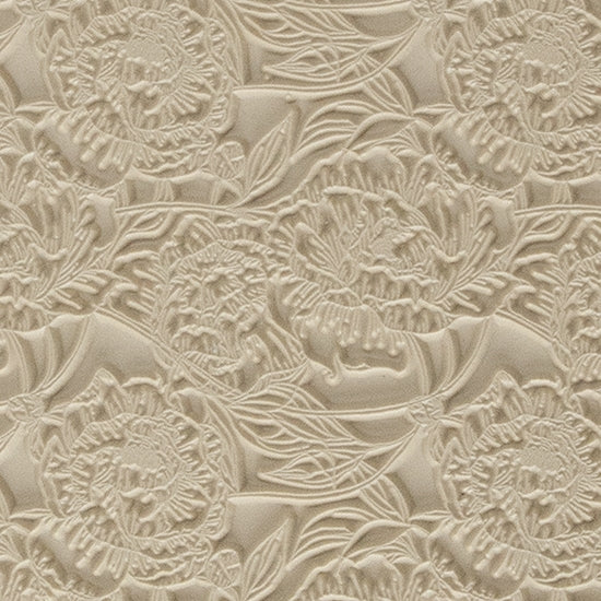 Mega Texture Tile - Peony Wallpaper. Use to impress texture in soft clays. Mega Texture Tiles are perfect for projects both large and small. Mega Tiles measure 9-1/4" x 6" and are about 7 times larger than Texture Tiles. These textures are flexible, washable and can be used with any soft clay.