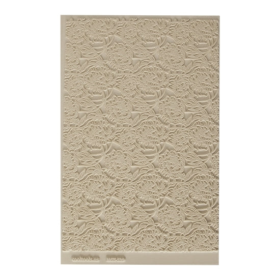 Mega Texture Tile - Peony Wallpaper. Use to impress texture in soft clays. Mega Texture Tiles are perfect for projects both large and small. Mega Tiles measure 9-1/4" x 6" and are about 7 times larger than Texture Tiles. These textures are flexible, washable and can be used with any soft clay.