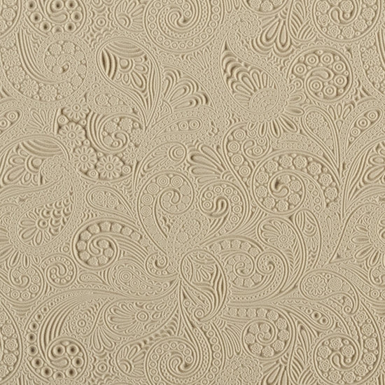 Mega Texture Tile - Waves of Paisley. Use to impress texture in soft clays. Mega Texture Tiles are perfect for projects both large and small. Mega Tiles measure 9-1/4" x 6" and are about 7 times larger than Texture Tiles. These textures are flexible, washable and can be used with any soft clay.