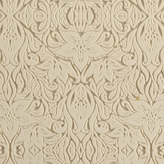 Mega Texture Tile - Lavish Lillies. Use to impress texture in soft clays. Mega Texture Tiles are perfect for projects both large and small. Mega Tiles measure 9-1/4" x 6" and are about 7 times larger than Texture Tiles. These textures are flexible, washable and can be used with any soft clay.