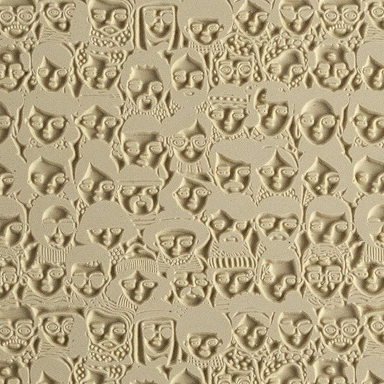 Mega Texture Tile - A Face in the Crowd Use to impress texture in soft clays. Mega Texture Tiles are perfect for projects both large and small. Mega Tiles measure 9-1/4" x 6" and are about 7 times larger than Texture Tiles. These textures are flexible, washable and can be used with any soft clay.