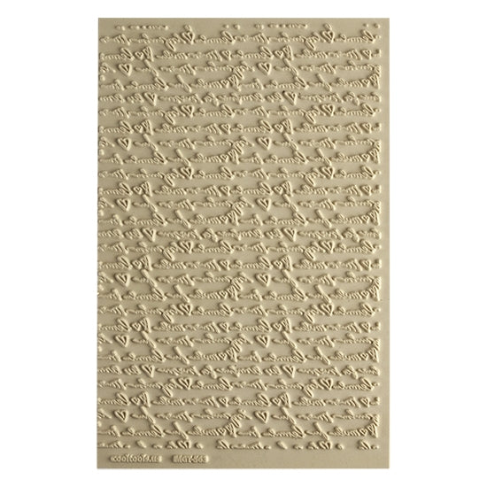 Mega Texture Tile - Sincerely Yours. Use to impress texture in soft clays. Mega Texture Tiles are perfect for projects both large and small. Mega Tiles measure 9-1/4" x 6" and are about 7 times larger than Texture Tiles. These textures are flexible, washable and can be used with any soft clay.