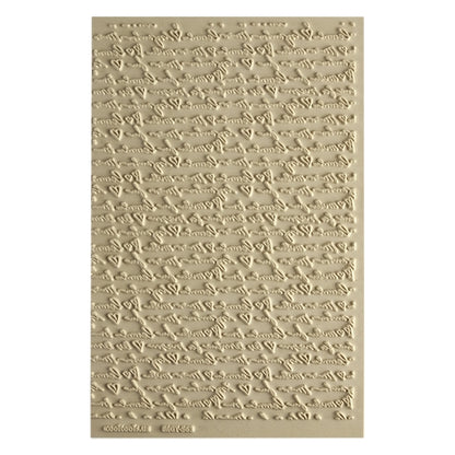 Mega Texture Tile - Sincerely Yours. Use to impress texture in soft clays. Mega Texture Tiles are perfect for projects both large and small. Mega Tiles measure 9-1/4" x 6" and are about 7 times larger than Texture Tiles. These textures are flexible, washable and can be used with any soft clay.
