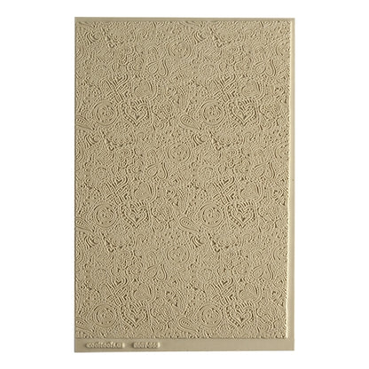 Mega Texture Tile - Doodling Hearts. Use to impress texture in soft clays. Mega Texture Tiles are perfect for projects both large and small. Mega Tiles measure 9-1/4" x 6" and are about 7 times larger than Texture Tiles. These textures are flexible, washable and can be used with any soft clay.