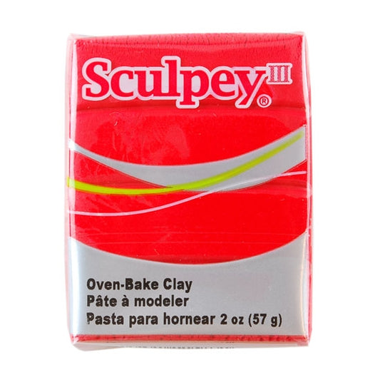 Sculpey III Polymer Clay - Red Hot Red 2 oz block